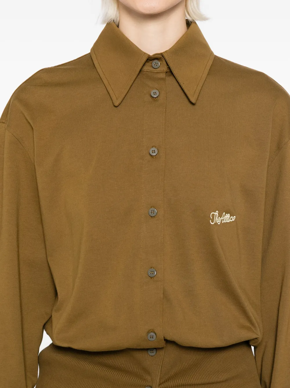 The Attico Blouse met geborduurd logo Bruin