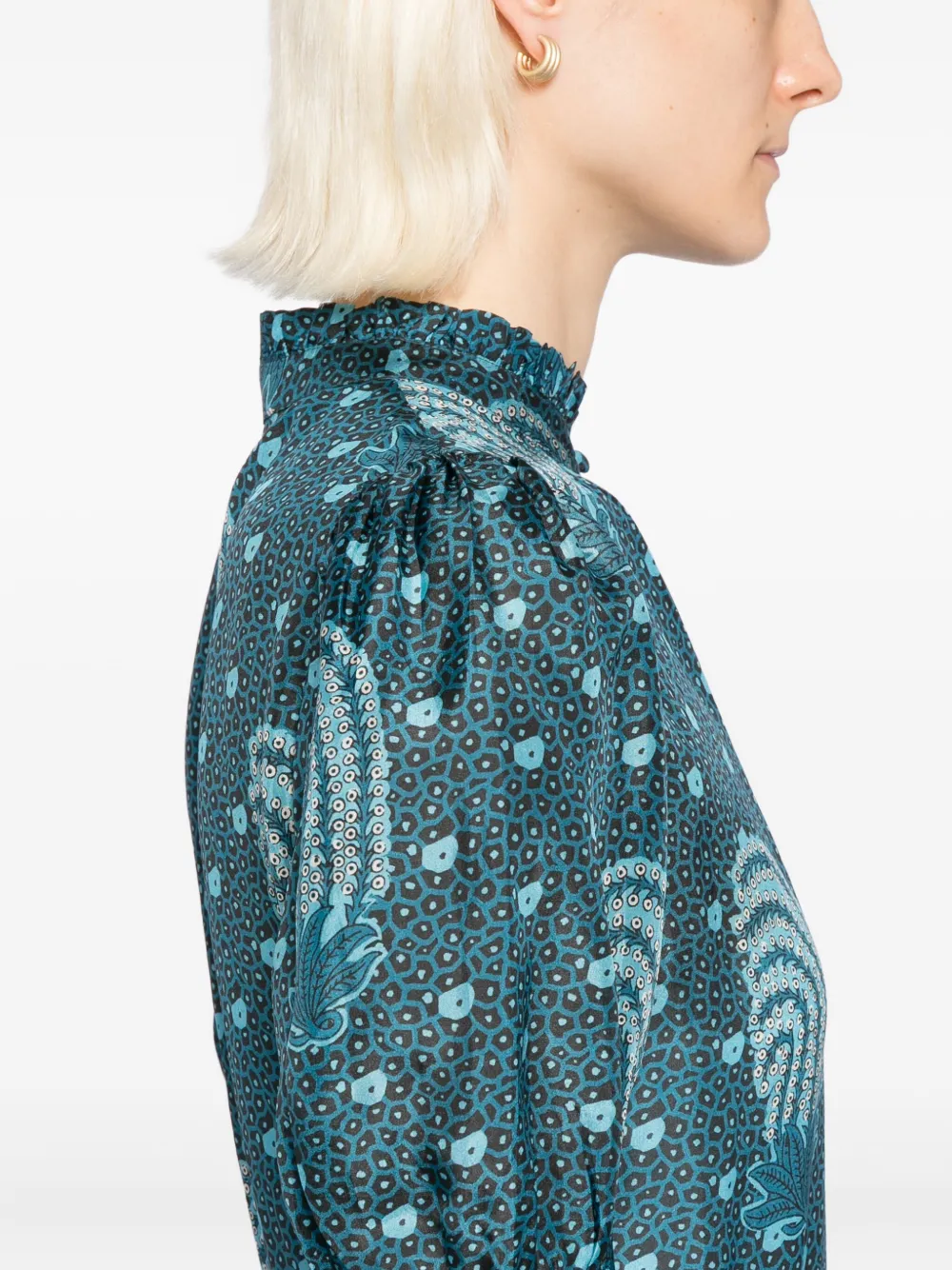 Hannah Artwear Oceanus Printed Silk Maxi Dress In Blue