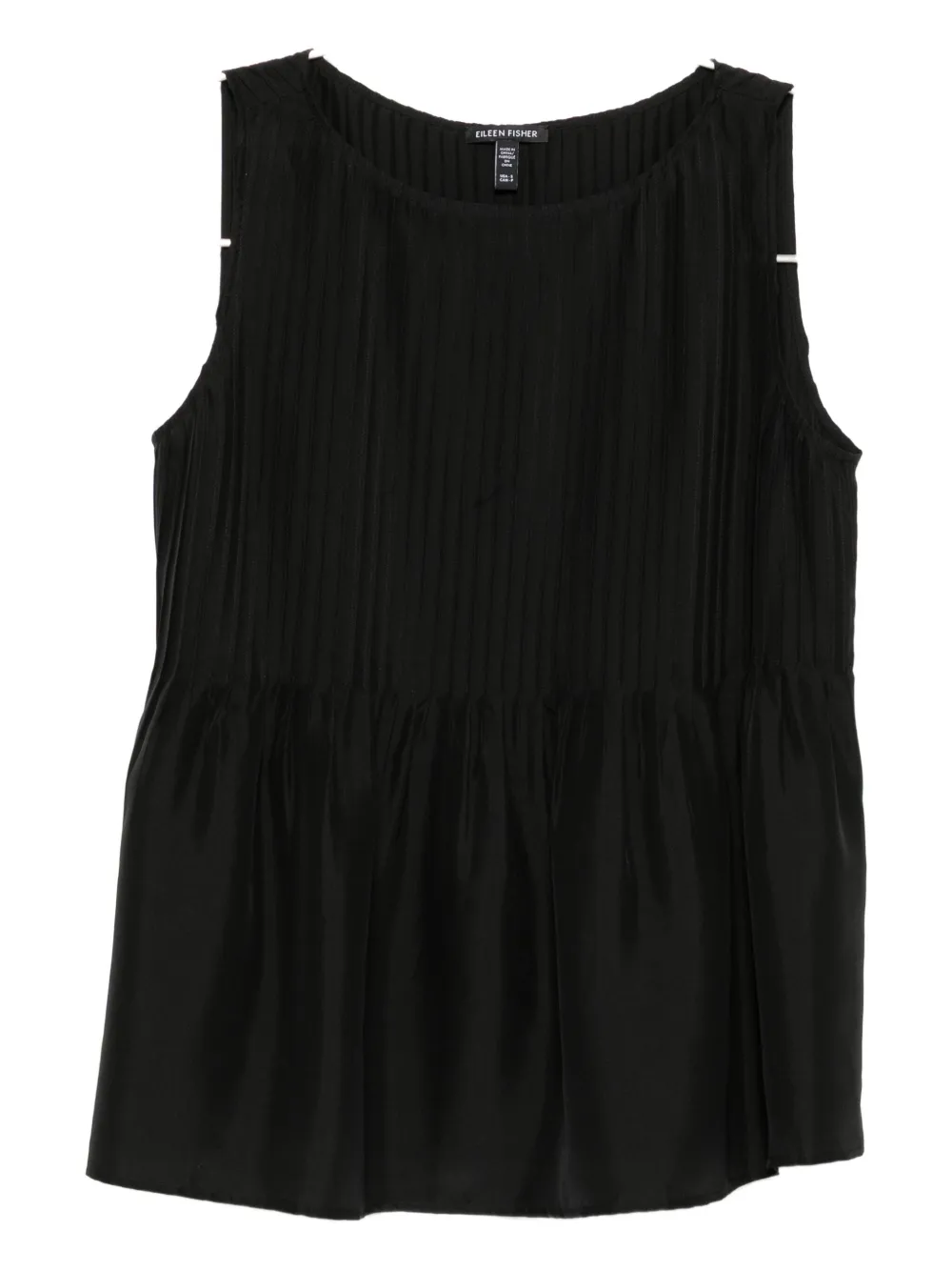 Eileen Fisher pleated silk top | Black | Image 1