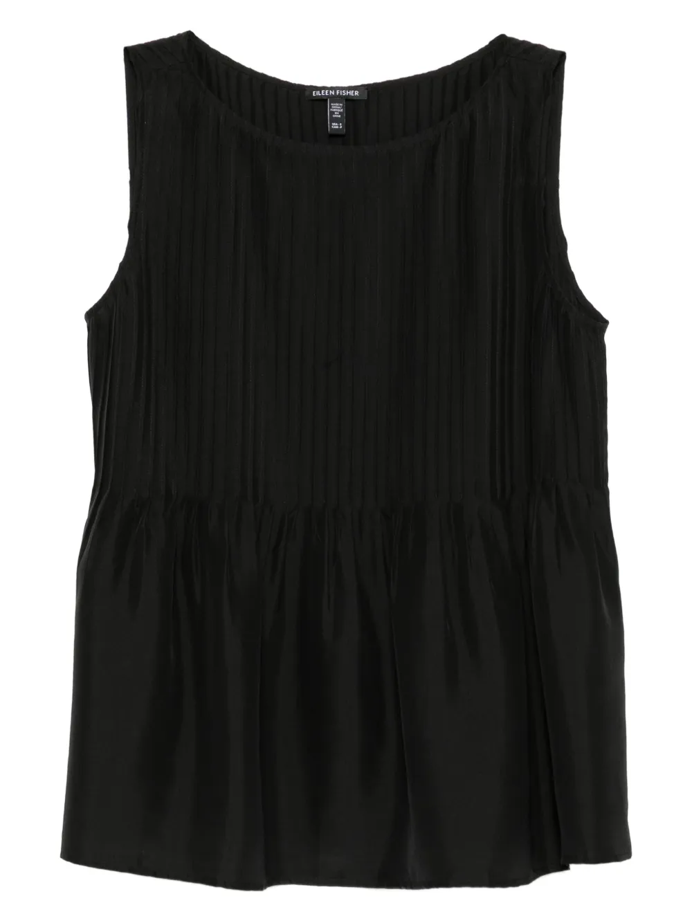 Eileen Fisher top de seda con pliegues | negro | Image 1