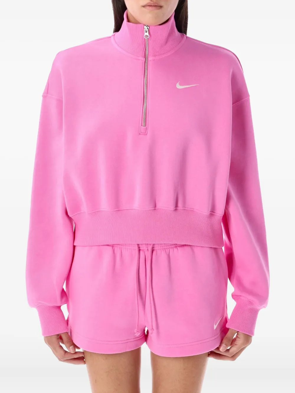 Nike logo-embroidered crew-neck sweatshirt Blauw