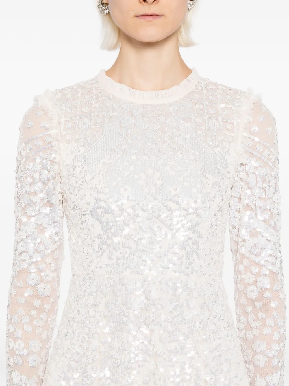 Needle & Thread Aurora jurk Beige