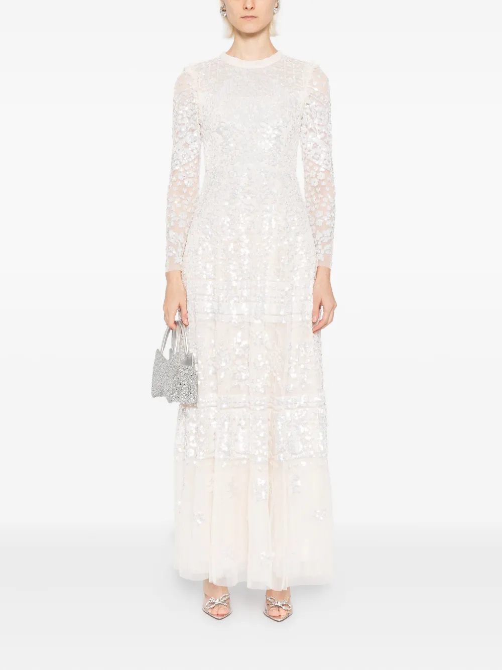 Needle & Thread Aurora jurk Beige