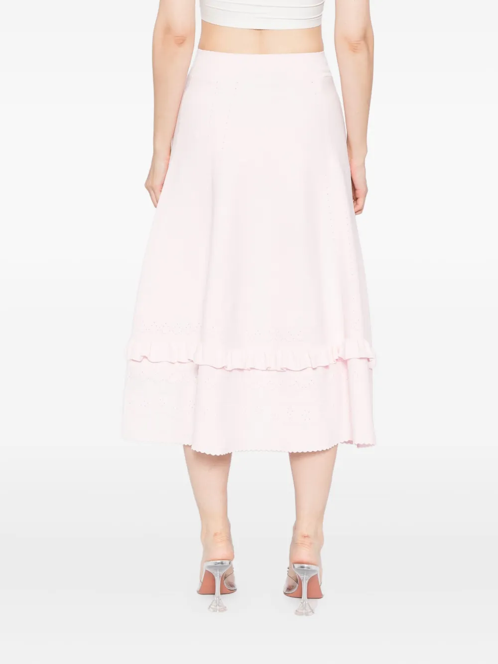 Needle & Thread Gebreide rok met pointelle afwerking Roze
