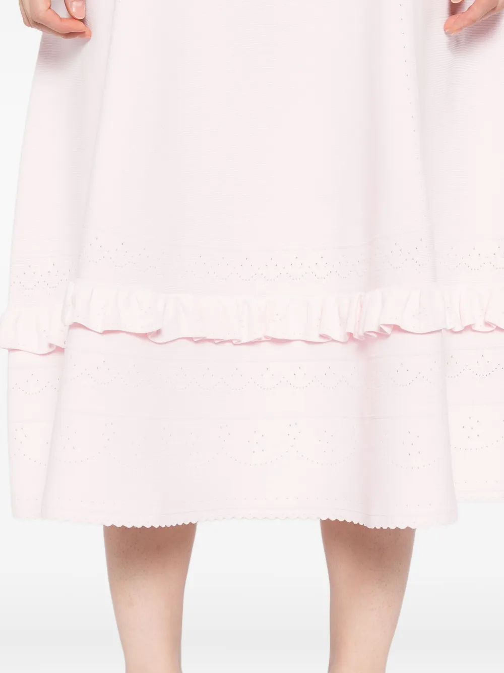 Needle & Thread Gebreide rok met pointelle afwerking Roze