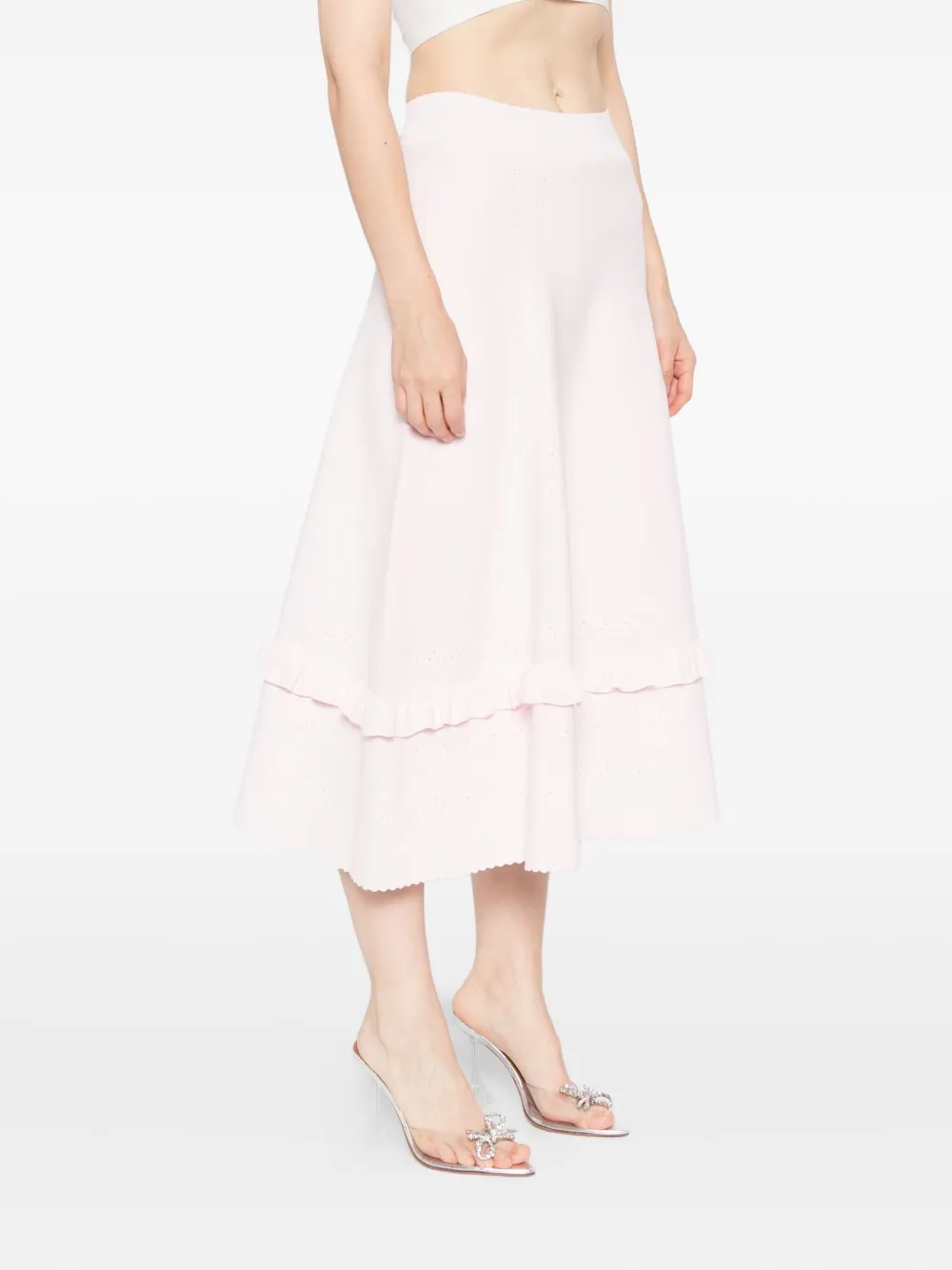 Needle & Thread Gebreide rok met pointelle afwerking Roze