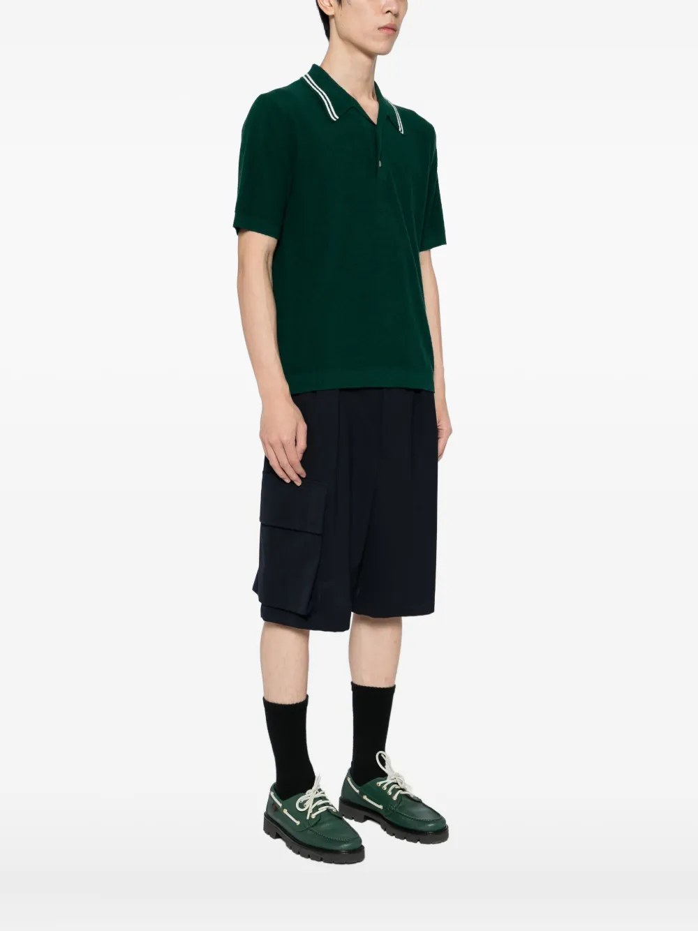 Wax London Boucle Short-sleeves Polo Shirt In Green