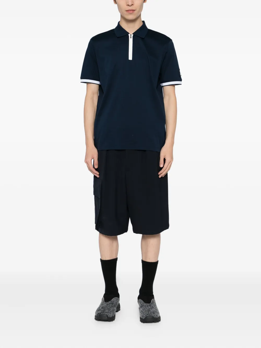 SANDBANKS zip-up polo shirt - Blauw
