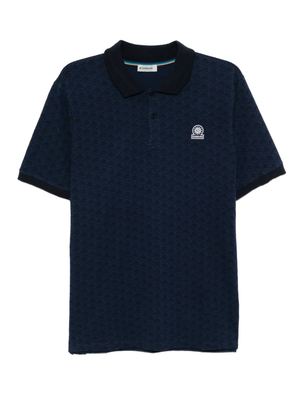 SANDBANKS monogram-jacquard polo shirt | Green | Image 1