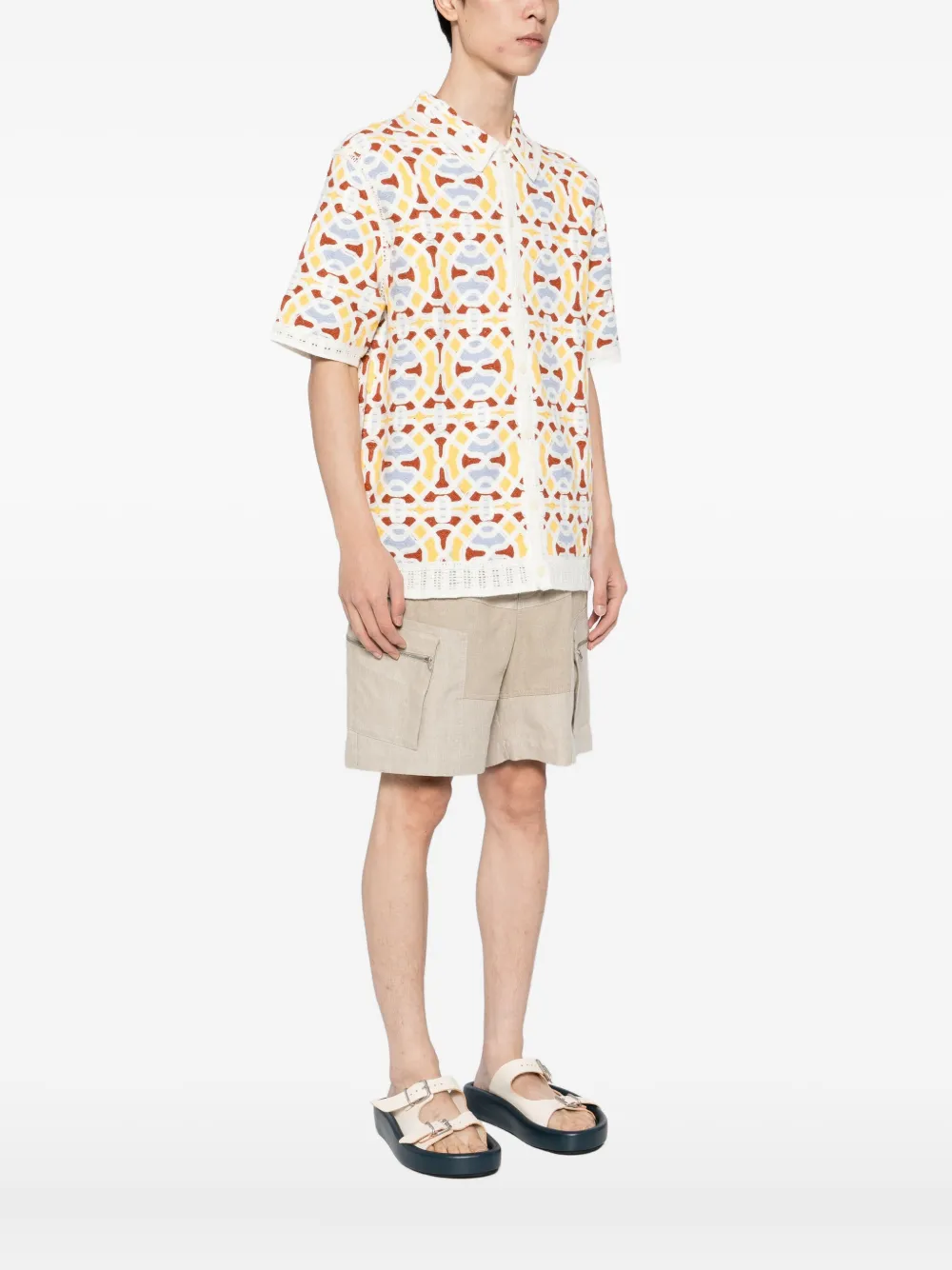 Wax London Dorset Geo Crochet Shirt In Multi