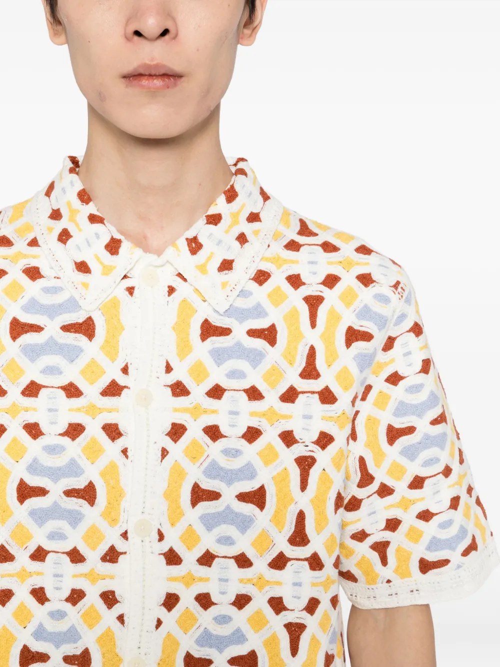 Wax London Dorset Geo Crochet Shirt In Multi