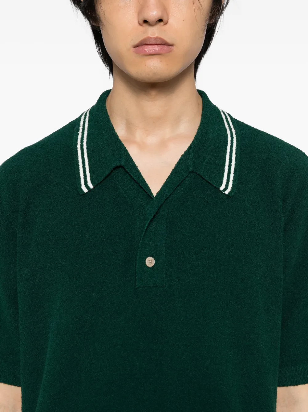 Wax London Boucle Short-sleeves Polo Shirt In Green