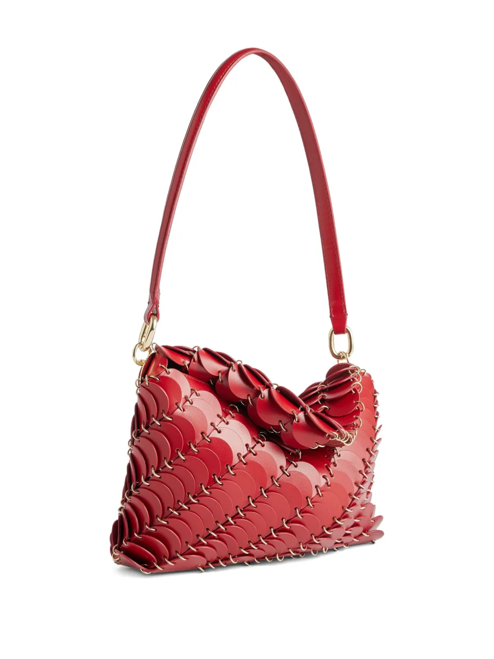 Rabanne Scale-pattern Leather Shoulder Bag In Red
