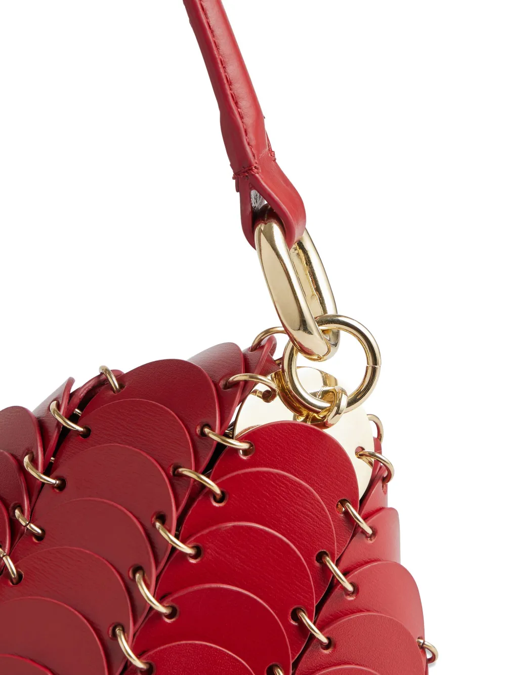Rabanne Scale-pattern Leather Shoulder Bag In Red