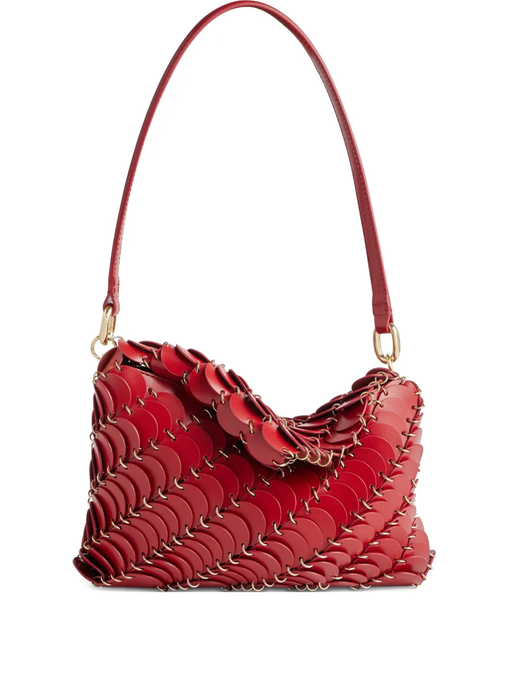 Rabanne scale-pattern leather shoulder bag | Red | Image 1