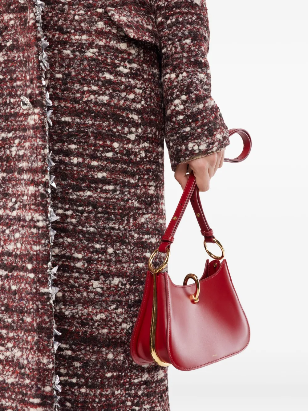 Rabanne Ring-detail Leather Shoulder Bag In Red