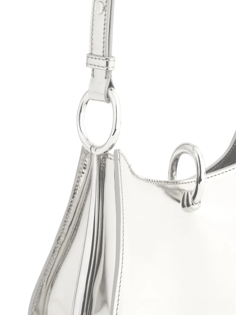 Rabanne Ring-detail Leather Shoulder Bag In Silver