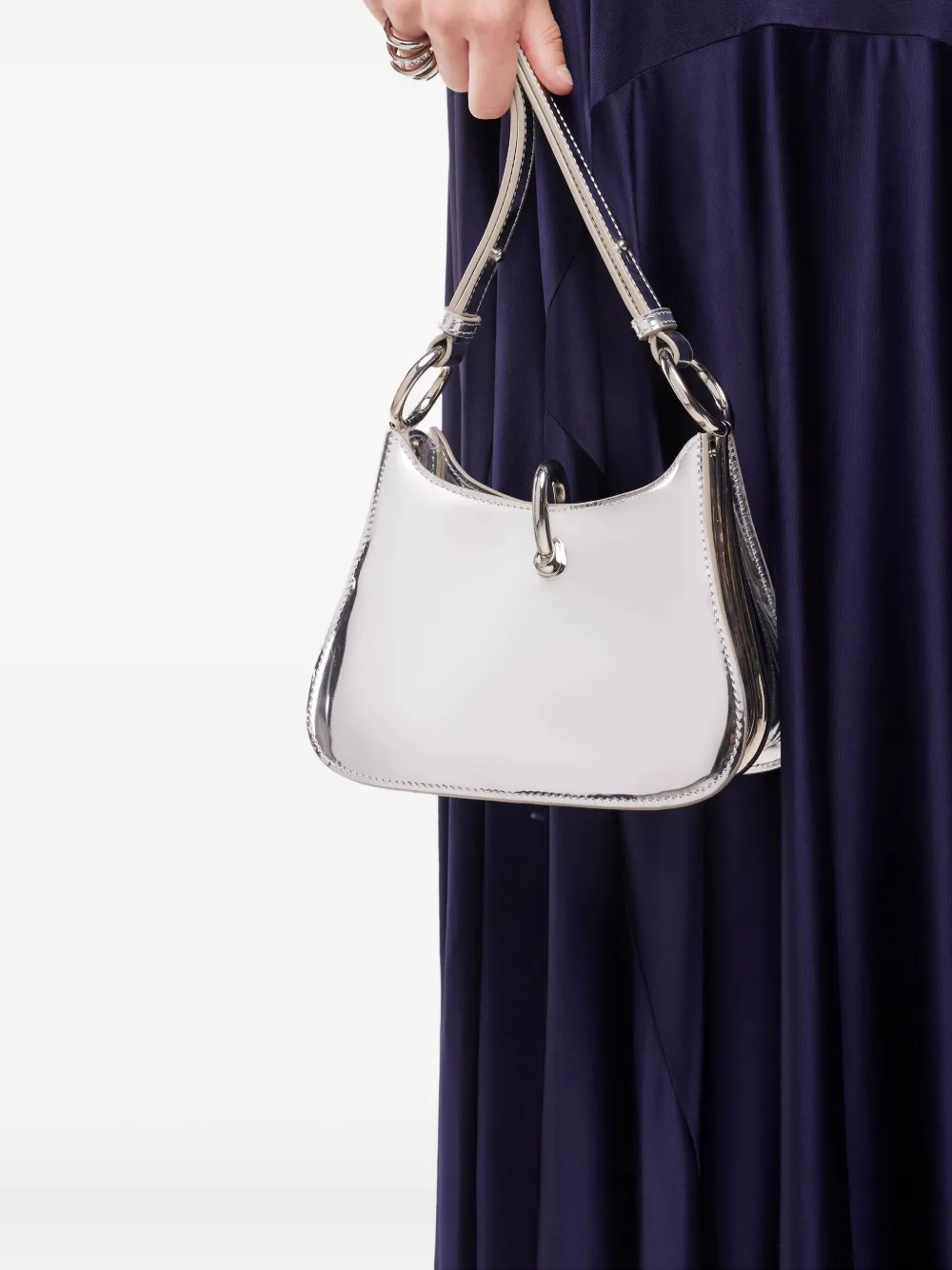 Rabanne Leren schoudertas - Zilver