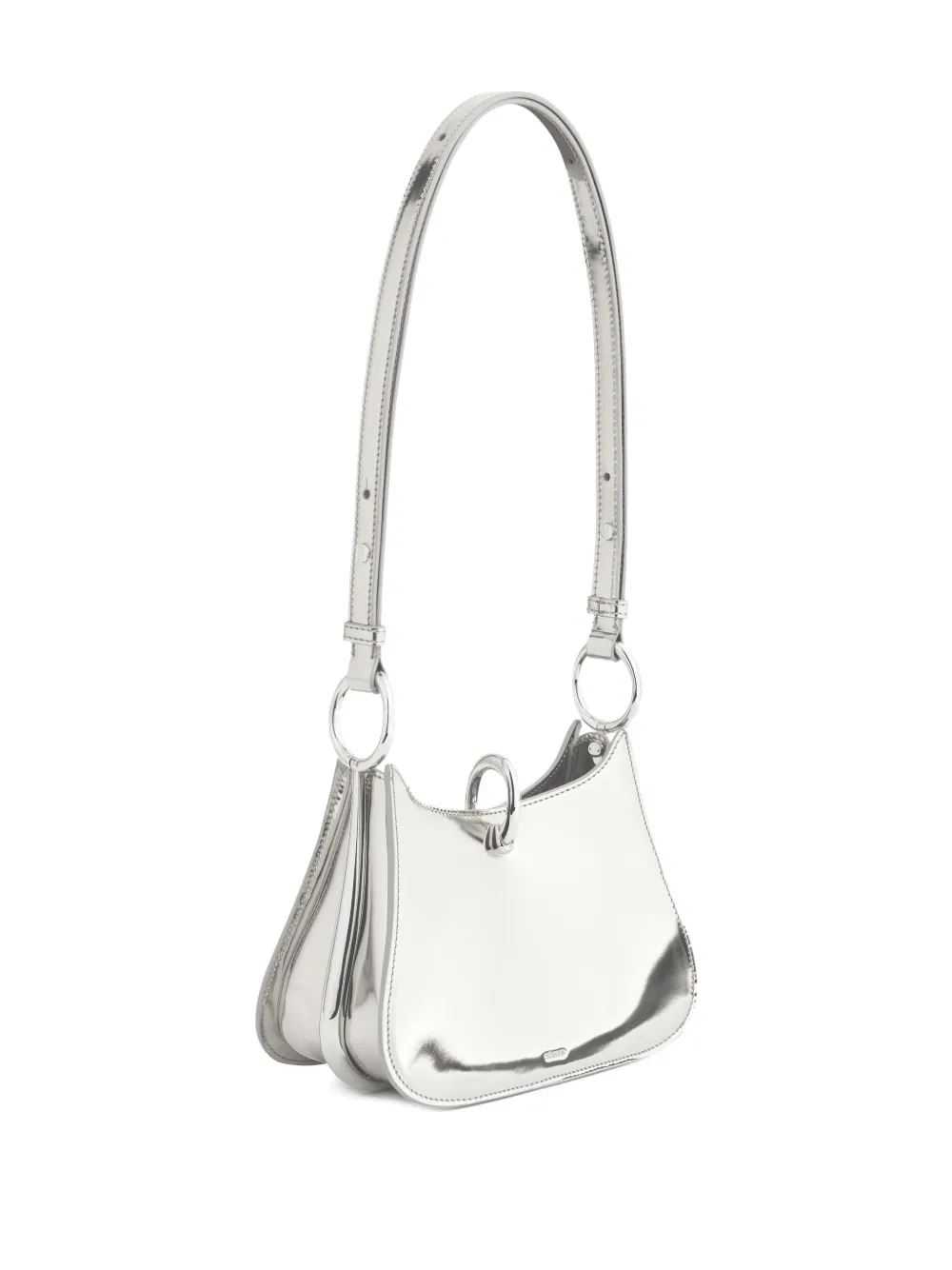 Rabanne Ring-detail Leather Shoulder Bag In Silver