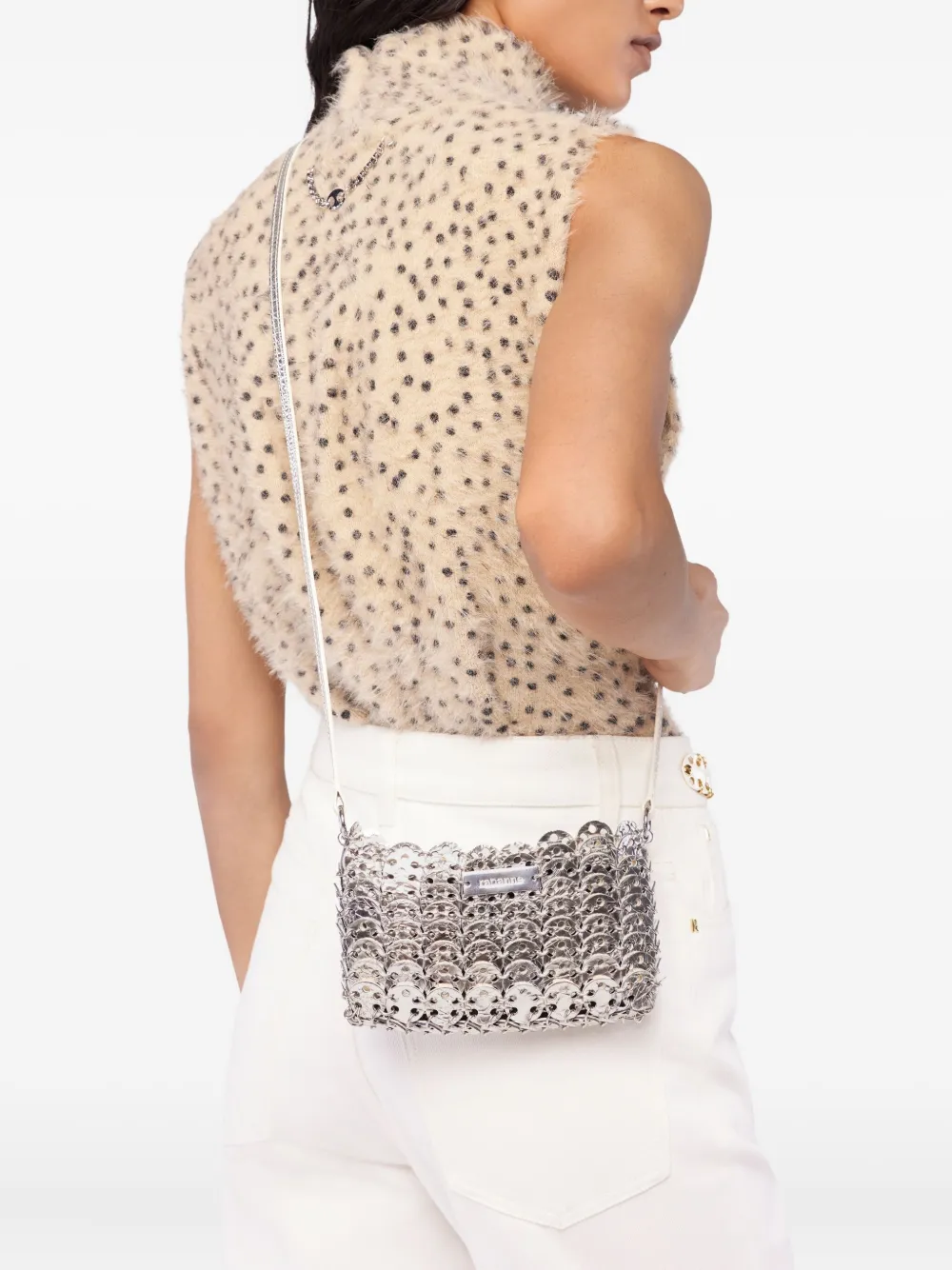 Rabanne 1969 leren crossbodytas met metallic schakels Zilver