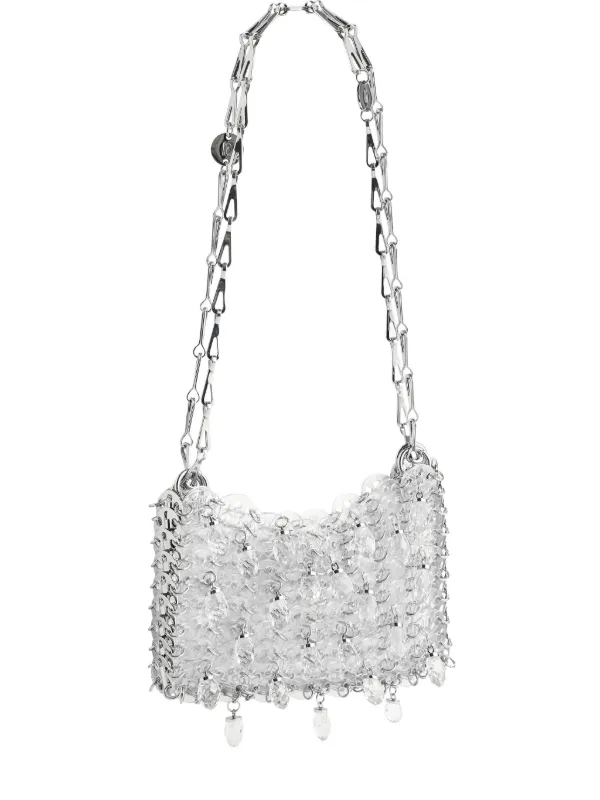Rabanne Mini Crystal-resin Chain Cross Body Bag in Silver