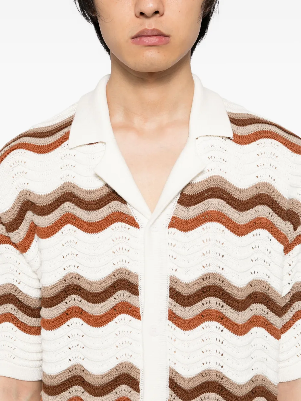 Raith Primavera Wave Crochet Knit Shirt In White