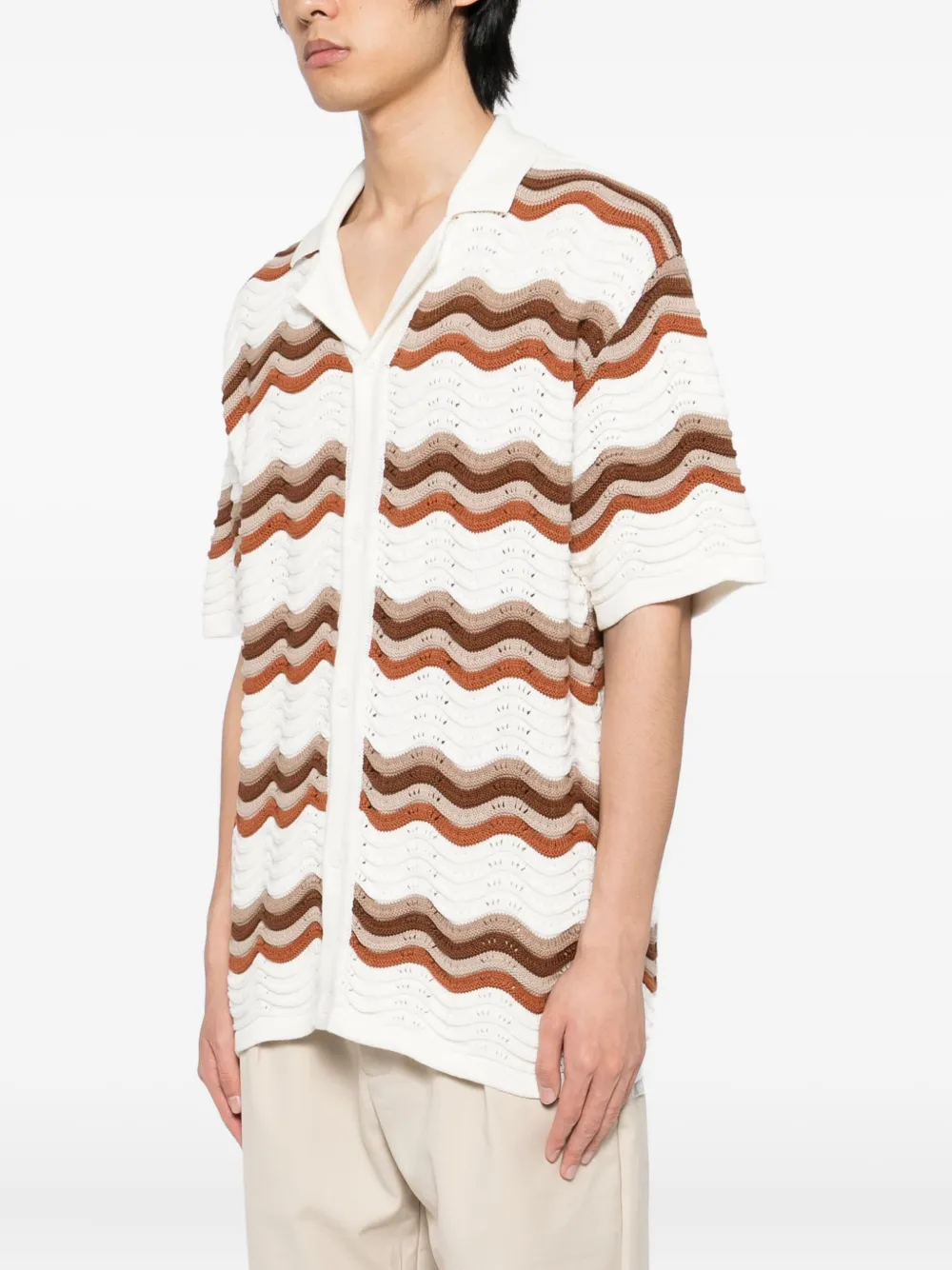Raith Primavera Wave Crochet Knit Shirt In White