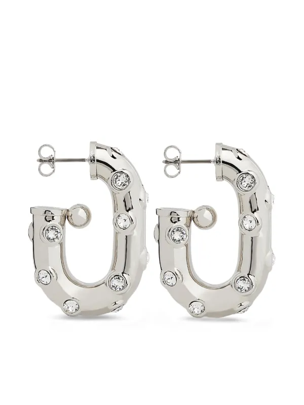 Rabanne XL Link Rhinestones-embellished Earrings in Silver