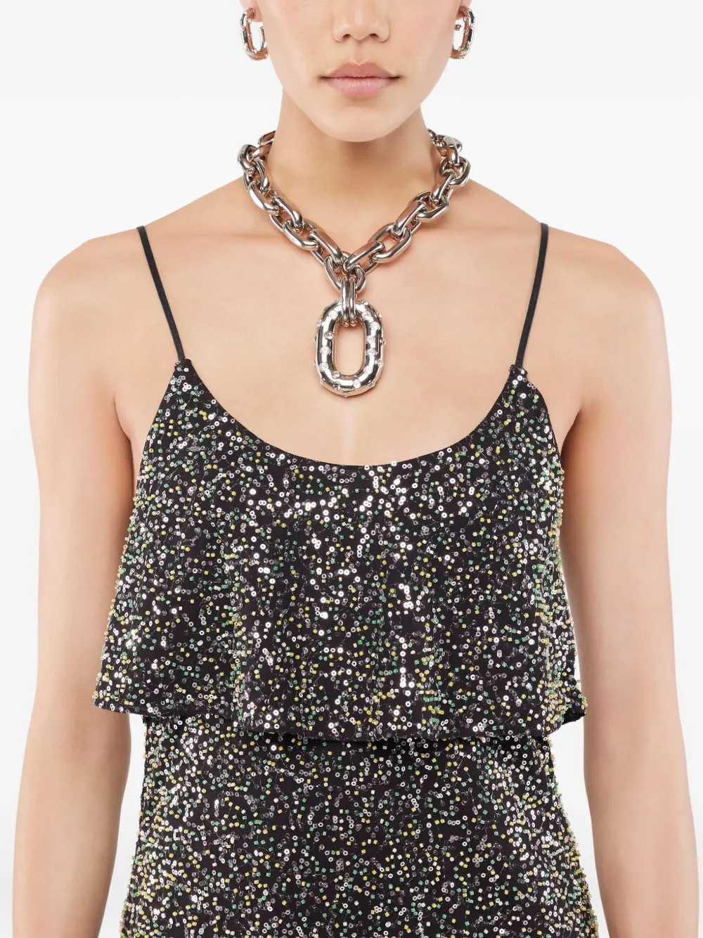 Rabanne Iconic Xl Chain-link Crystal-embellished Necklace In White