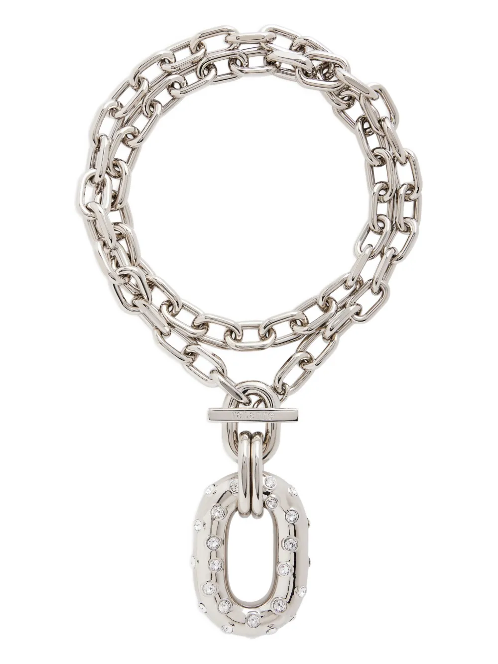 Rabanne Iconic Xl Chain-link Crystal-embellished Necklace In White