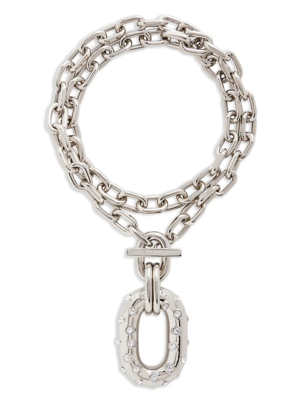 Rabanne Iconic XL chain-link crystal-embellished necklace | Silver | Image 1