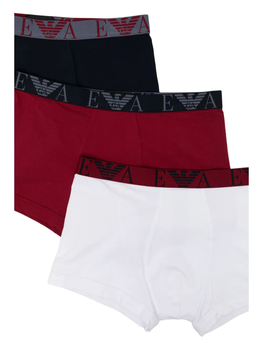 Emporio Armani Drie boxershorts met logoband Rood