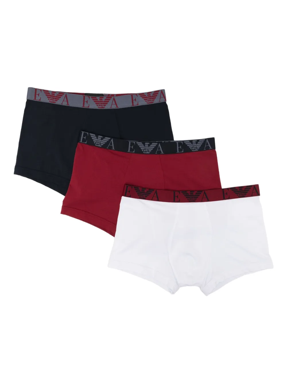 Emporio Armani Drie boxershorts met logoband Rood