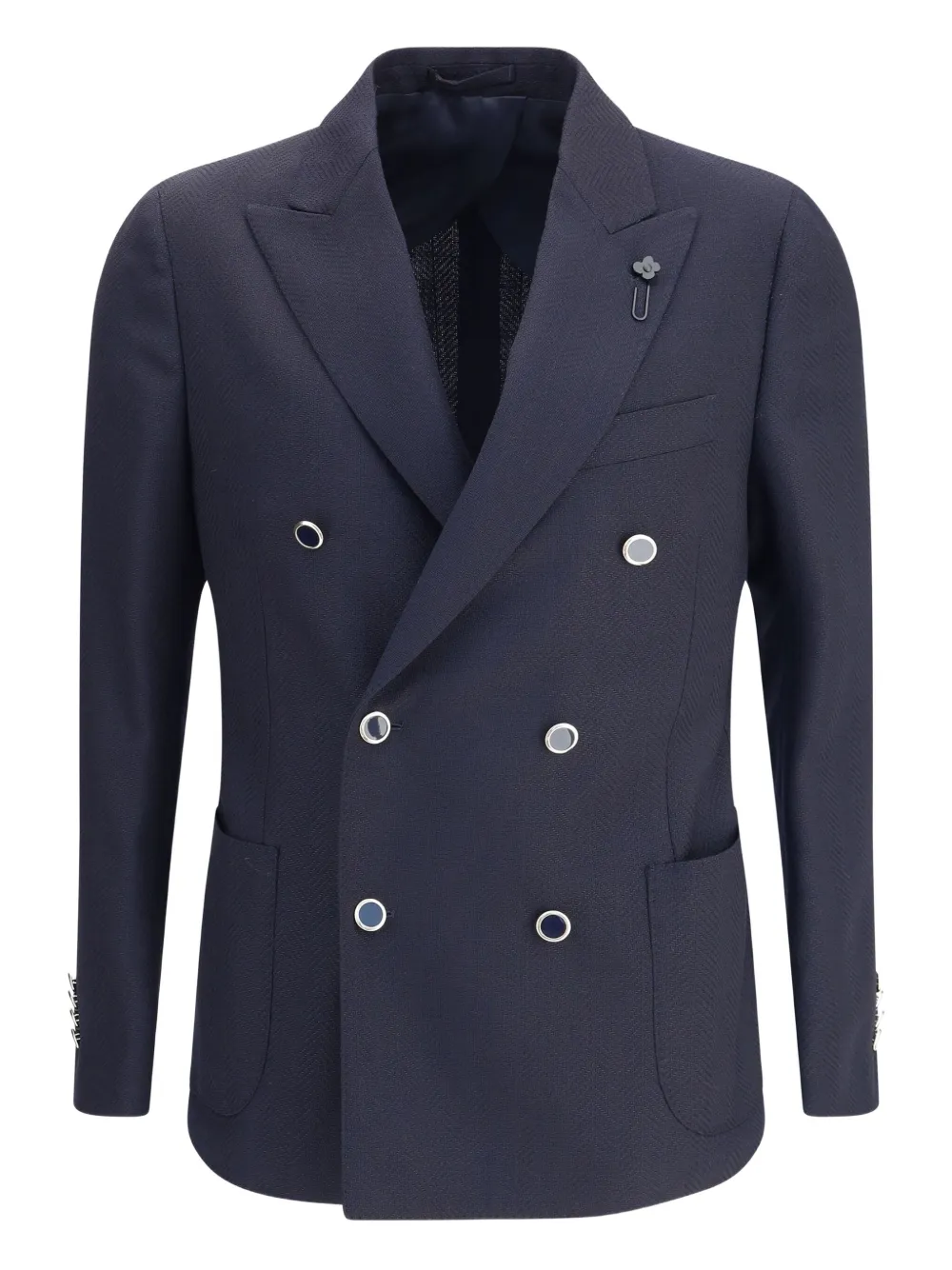Lardini double-breasted herringbone blazer Blauw