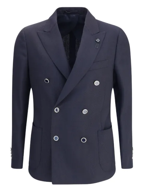 Lardini double-breasted herringbone blazer