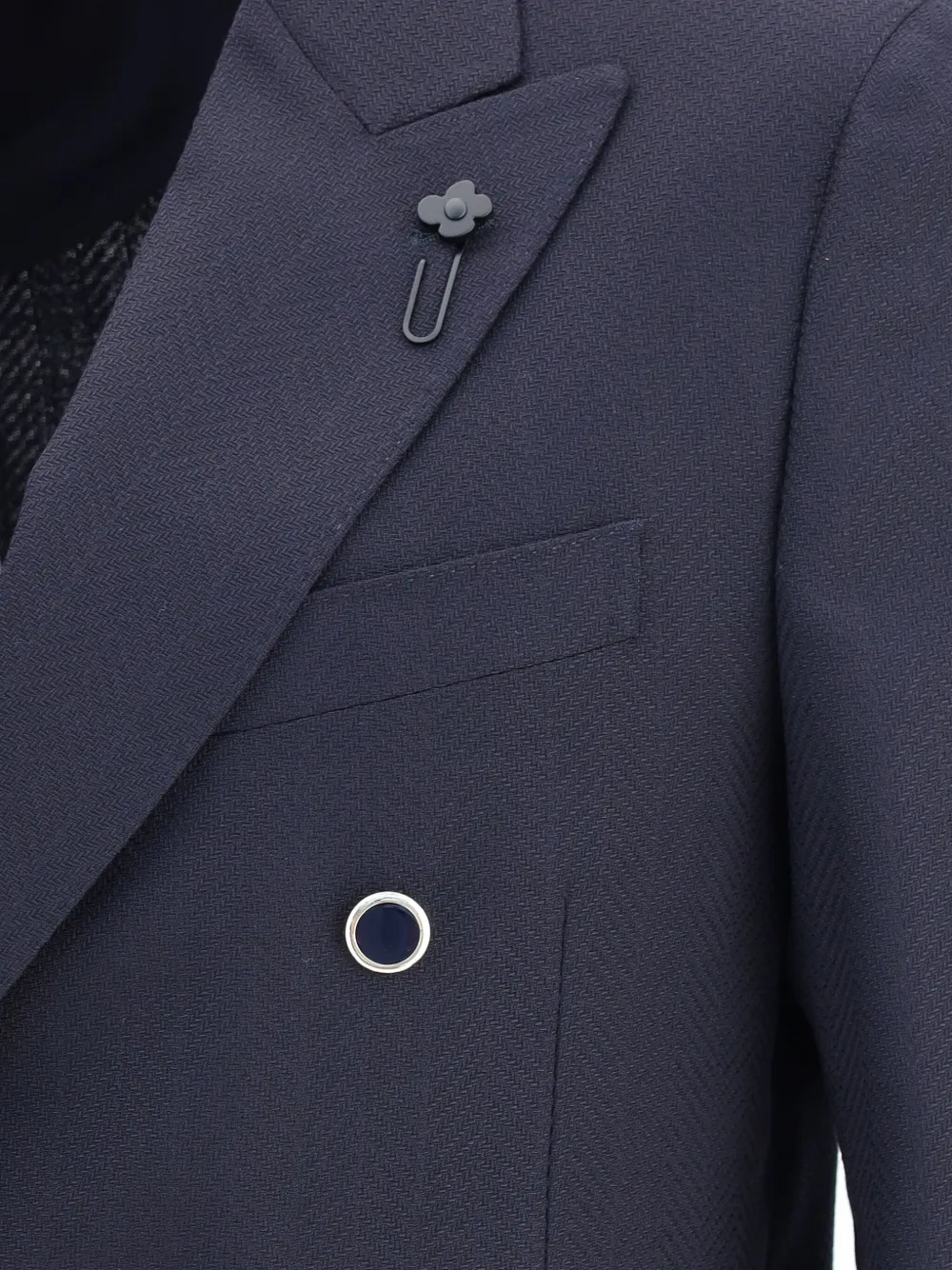 Lardini double-breasted herringbone blazer Blauw