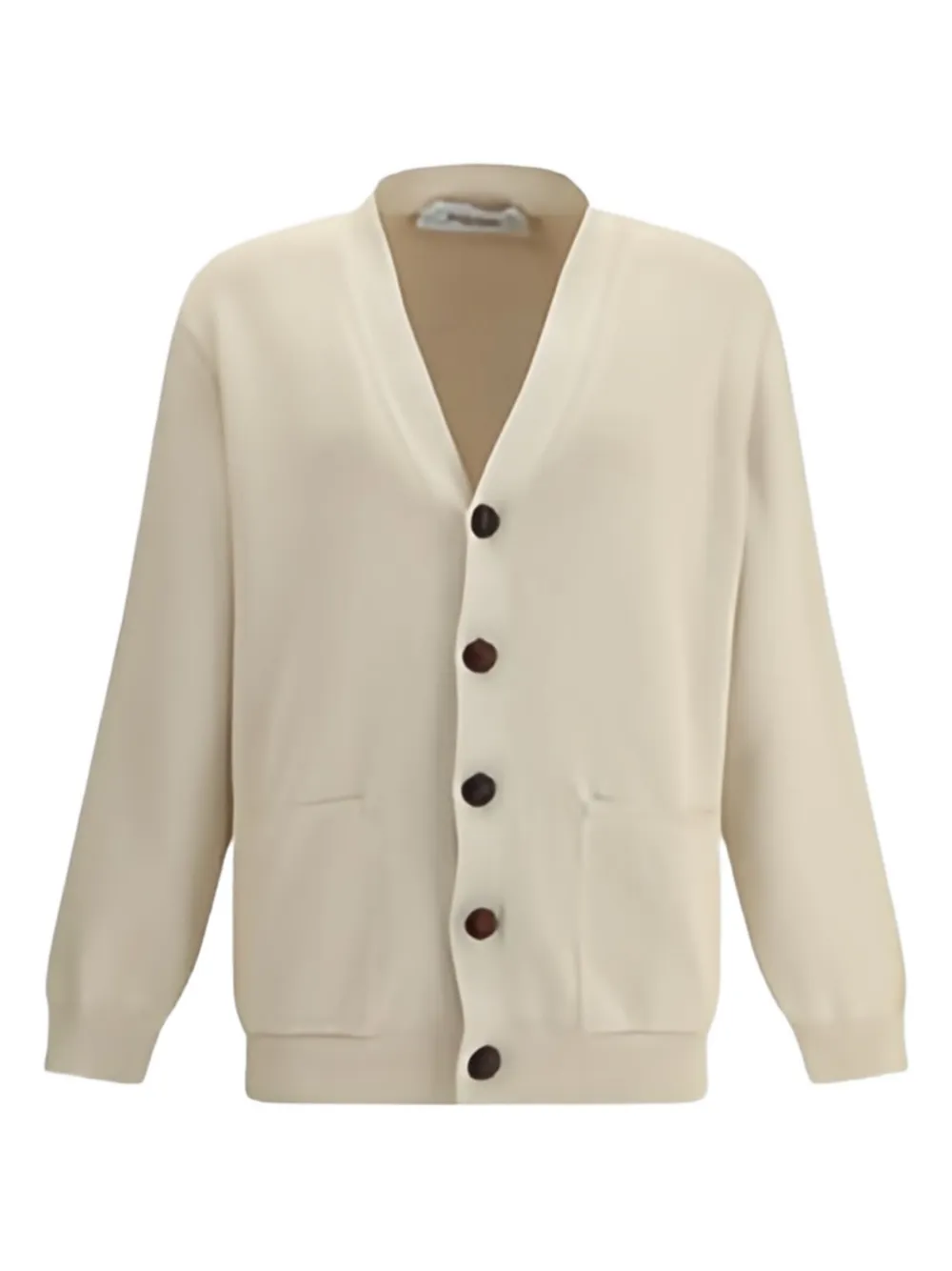 Golden Goose ribbed back-logo cardigan Beige