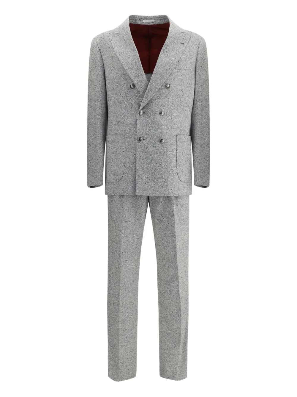 Brunello Cucinelli double-breasted textured suit Grijs