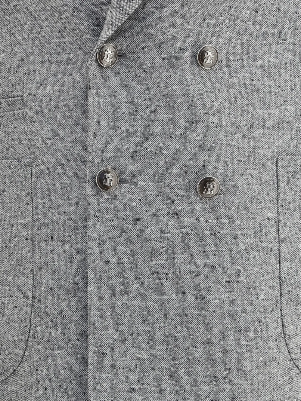 Brunello Cucinelli double-breasted textured suit Grijs