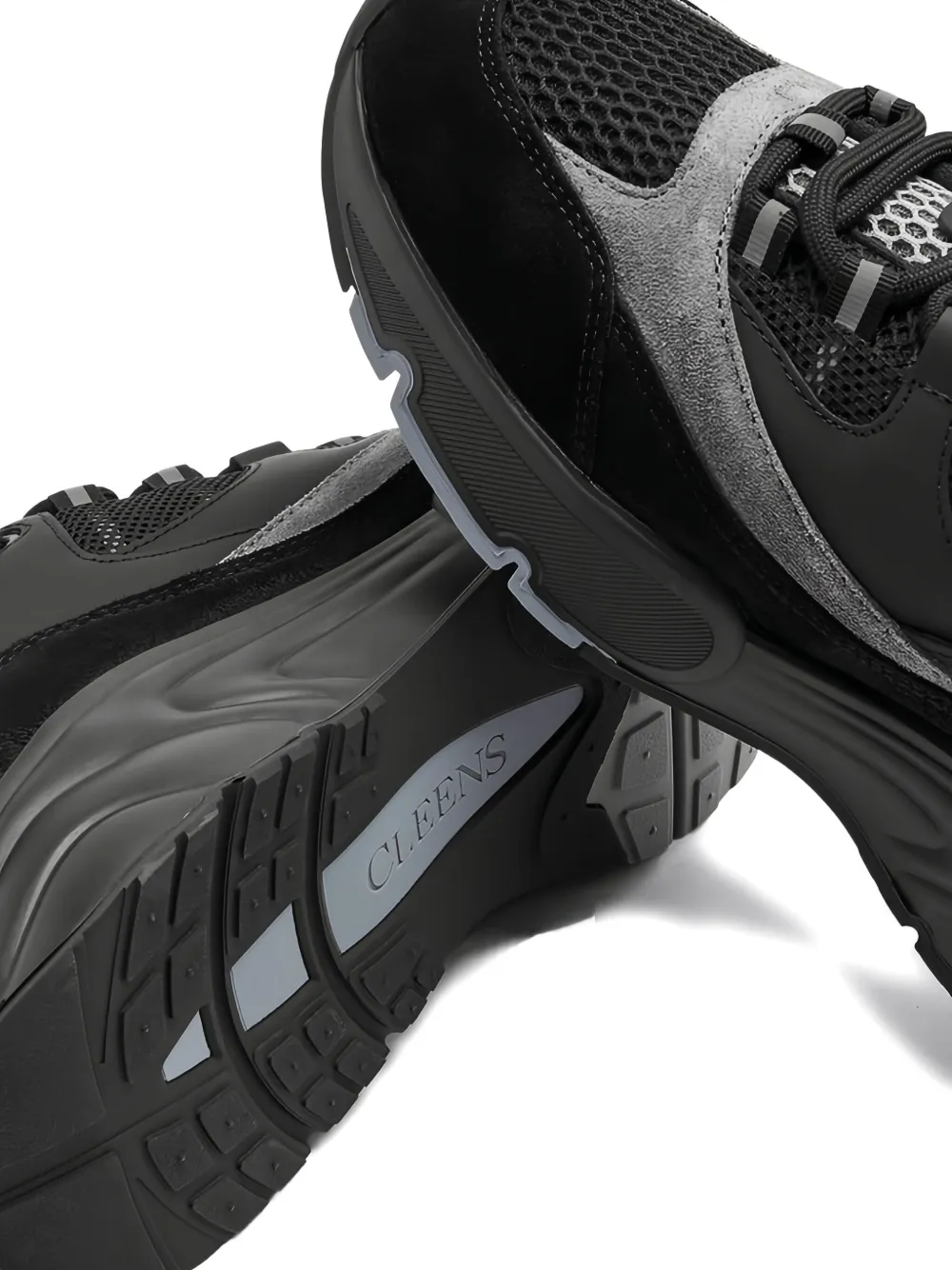 Cleens Aero Panelled Mesh Sneakers In Black