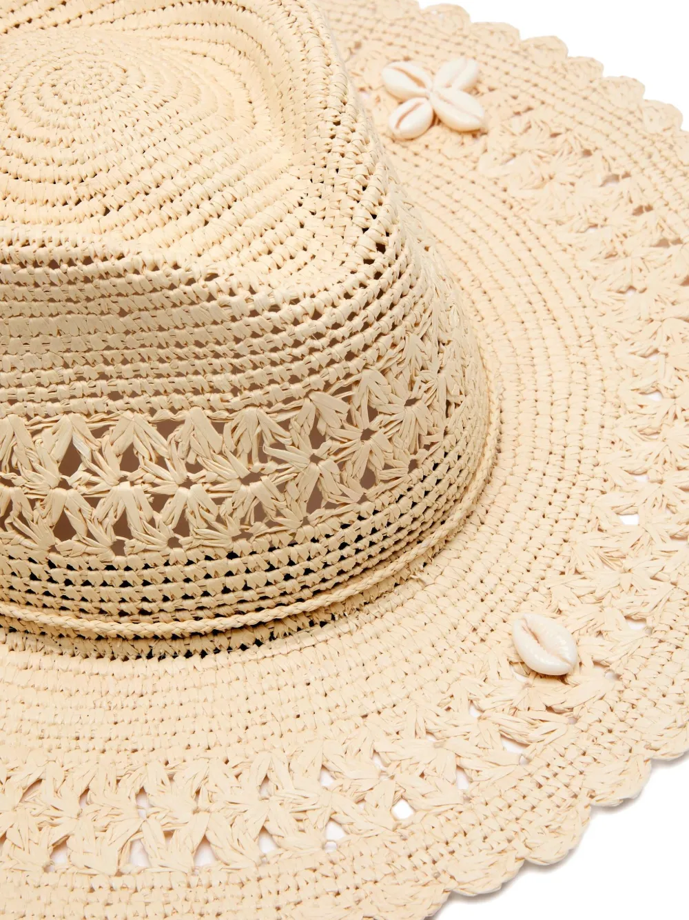 Sensi Studio Shell-embellished Straw Fedora Hat In Neutral