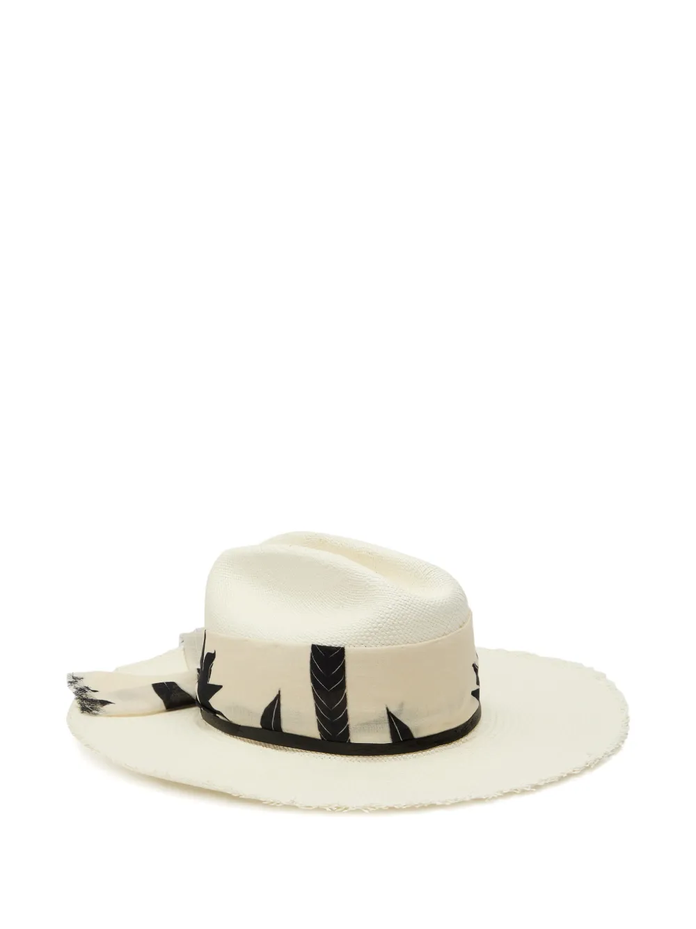Sensi Studio printed long-brim scarf sun hat - Toni neutri