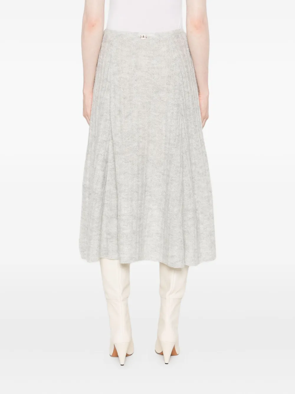 TWINSET ribbed flared midi skirt Grijs