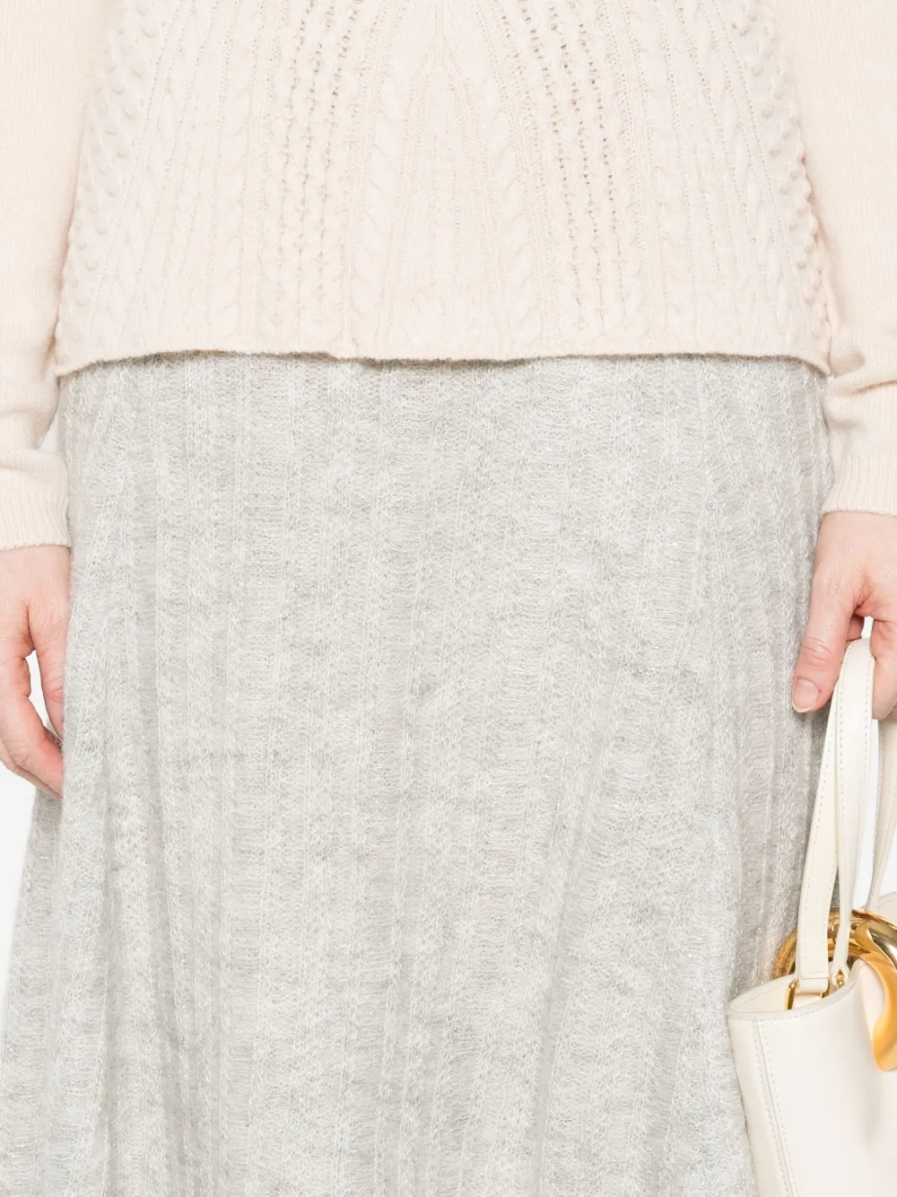 TWINSET ribbed flared midi skirt Grijs