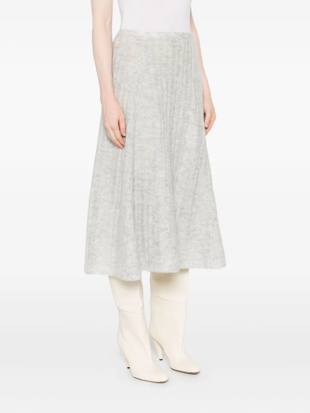 TWINSET ribbed flared midi skirt Grijs