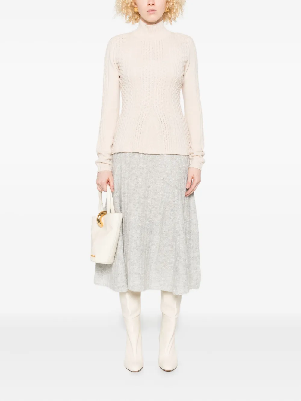 TWINSET ribbed flared midi skirt - Grijs
