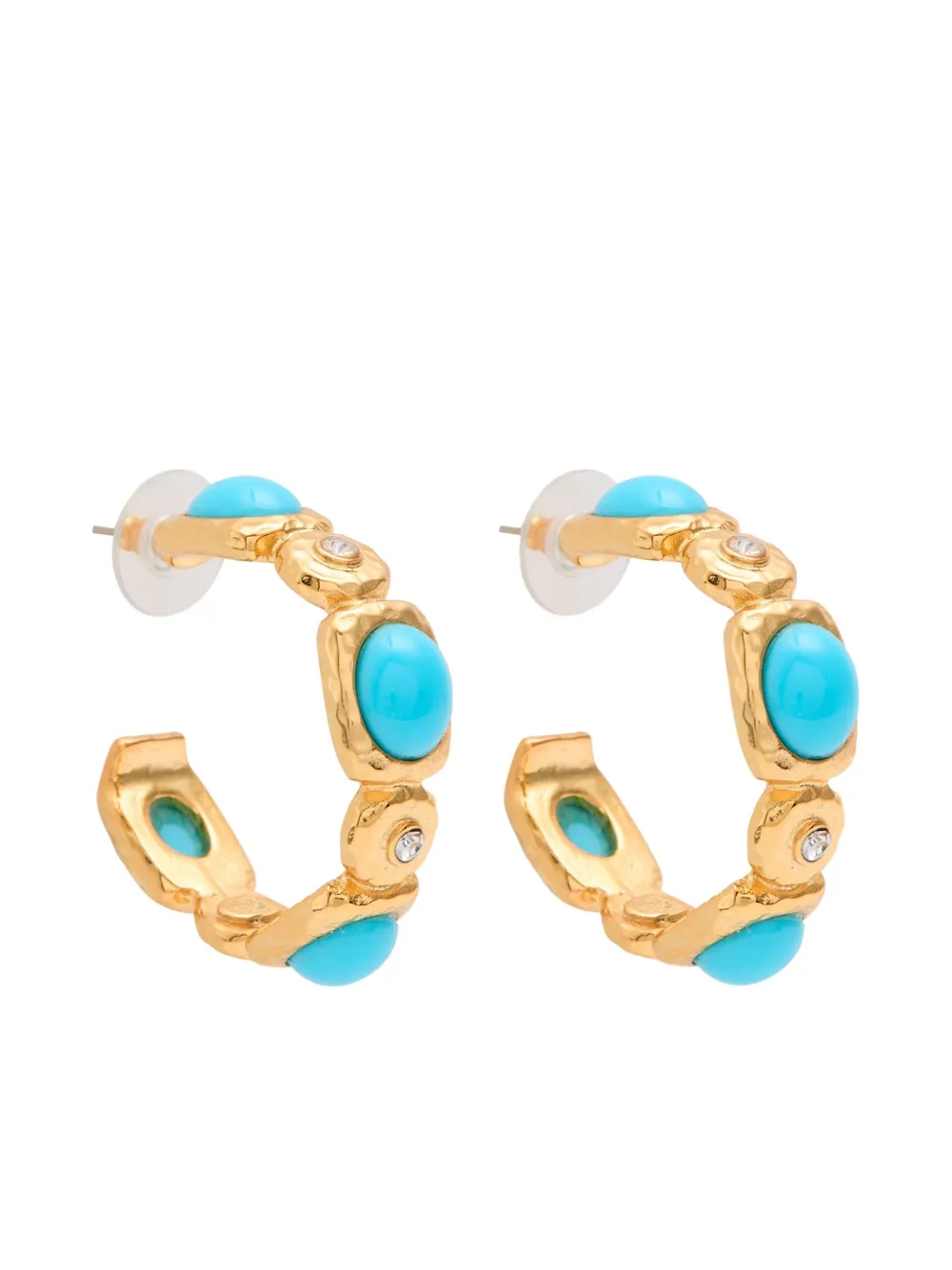 Kenneth Jay Lane cabochon hoop earrings | Gold | Image 1
