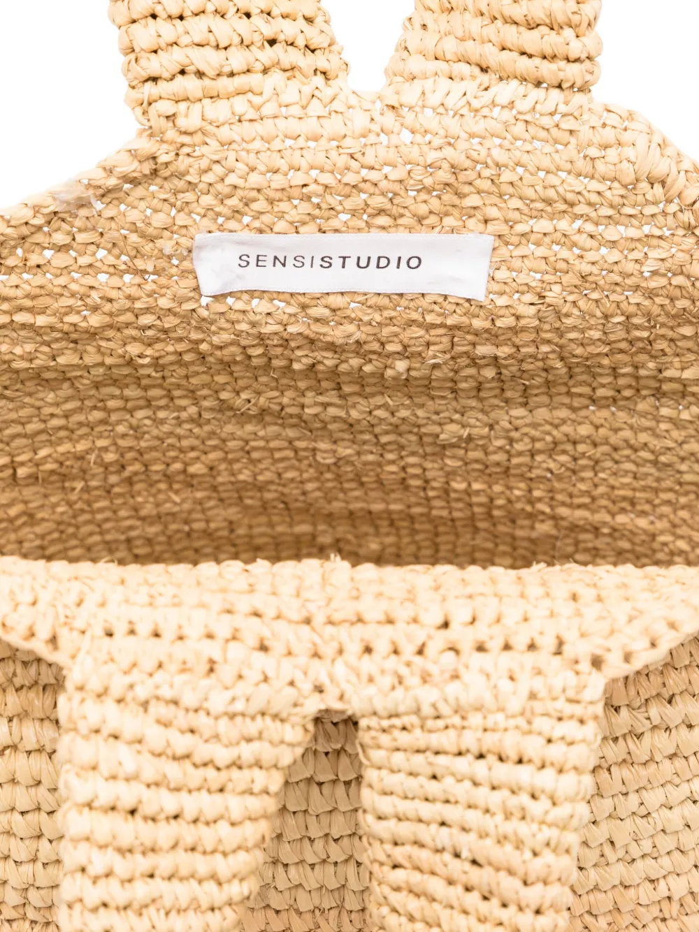 Sensi Studio Pull-through Raffia Bag In Neutral