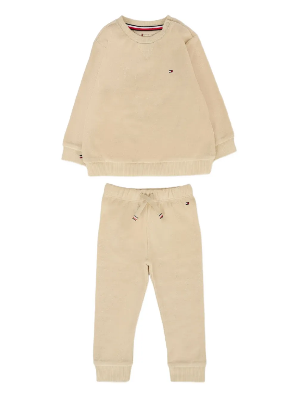 Tommy Hilfiger Junior logo-detail cotton tracksuit Beige
