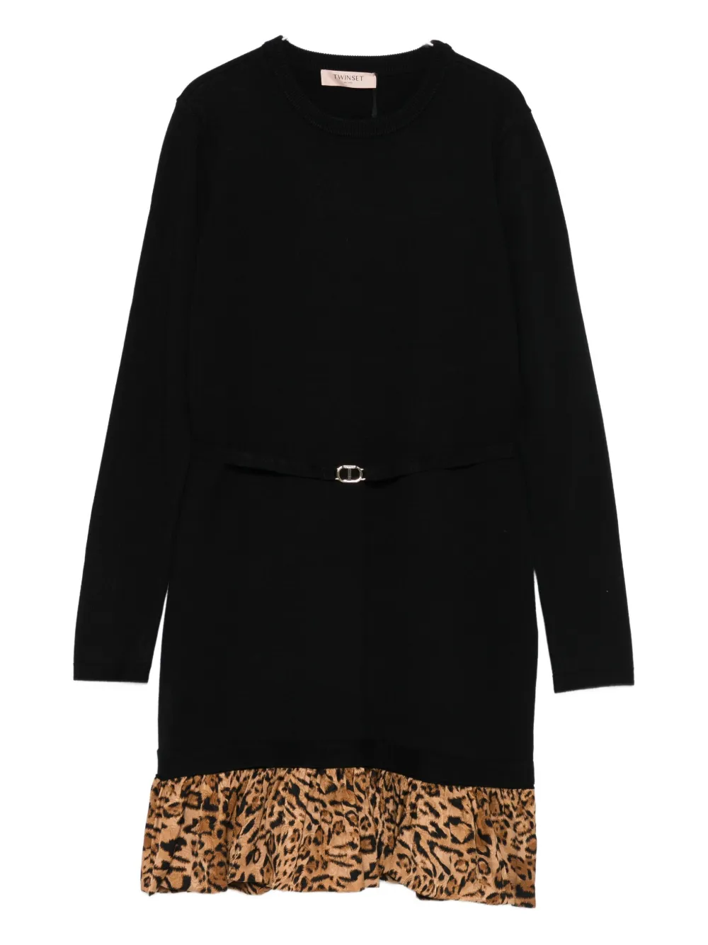 belted animalier-print dress